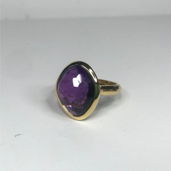 Gorgeous 5ct Genuine Amethyst Ring 18k Gold Vermeil Abstract Cut Amethyst Ring - Picture 9 of 10